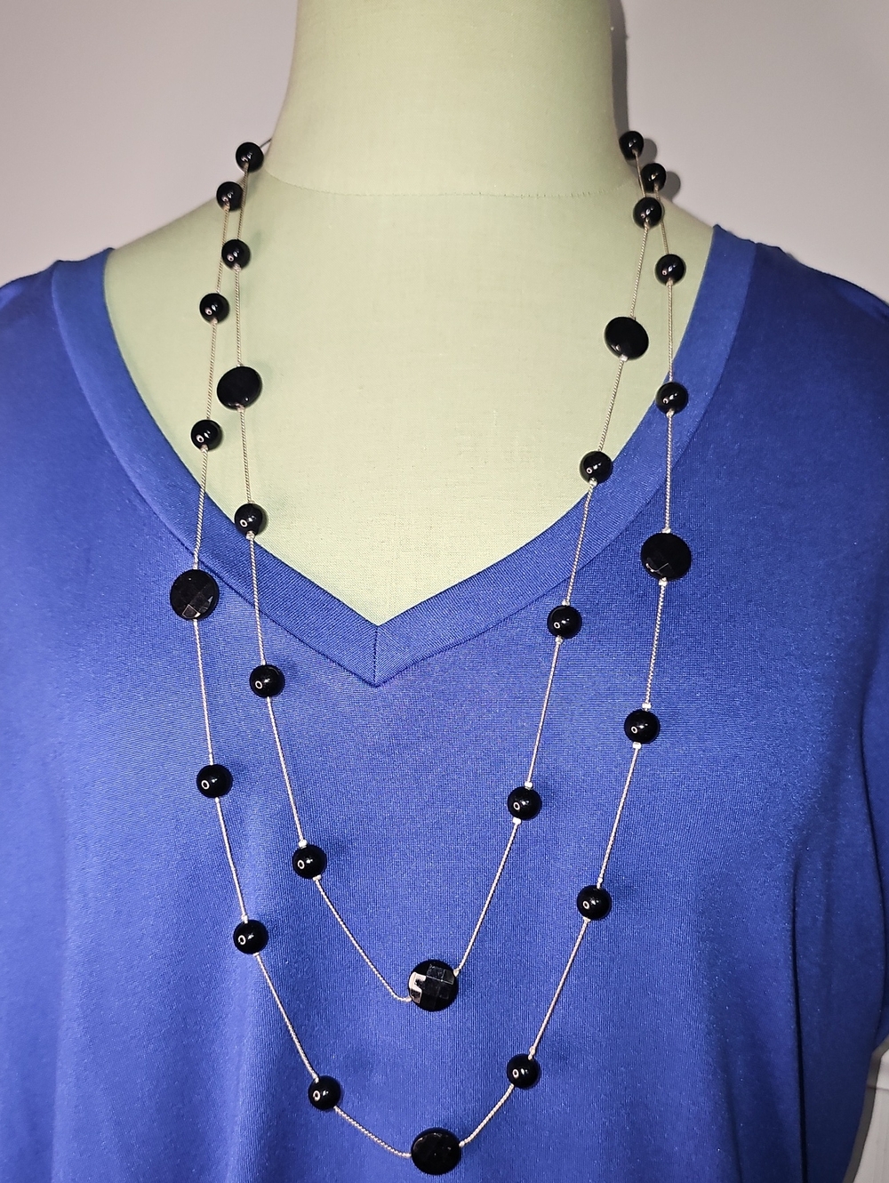 Double Strand Black Bead Necklace for Women - Elegant Everyday Layering
